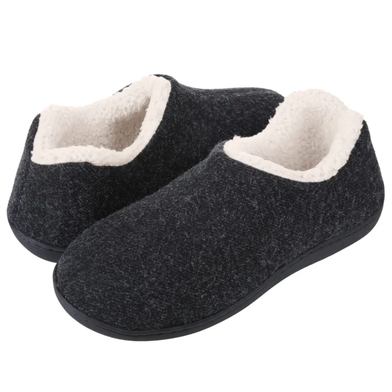 Kidmi Winter Slippers For Men Outdoor Non-slip Warm Slippers Indoor Memory Foam Sole House Slippers Fashion Casual Men Shoes